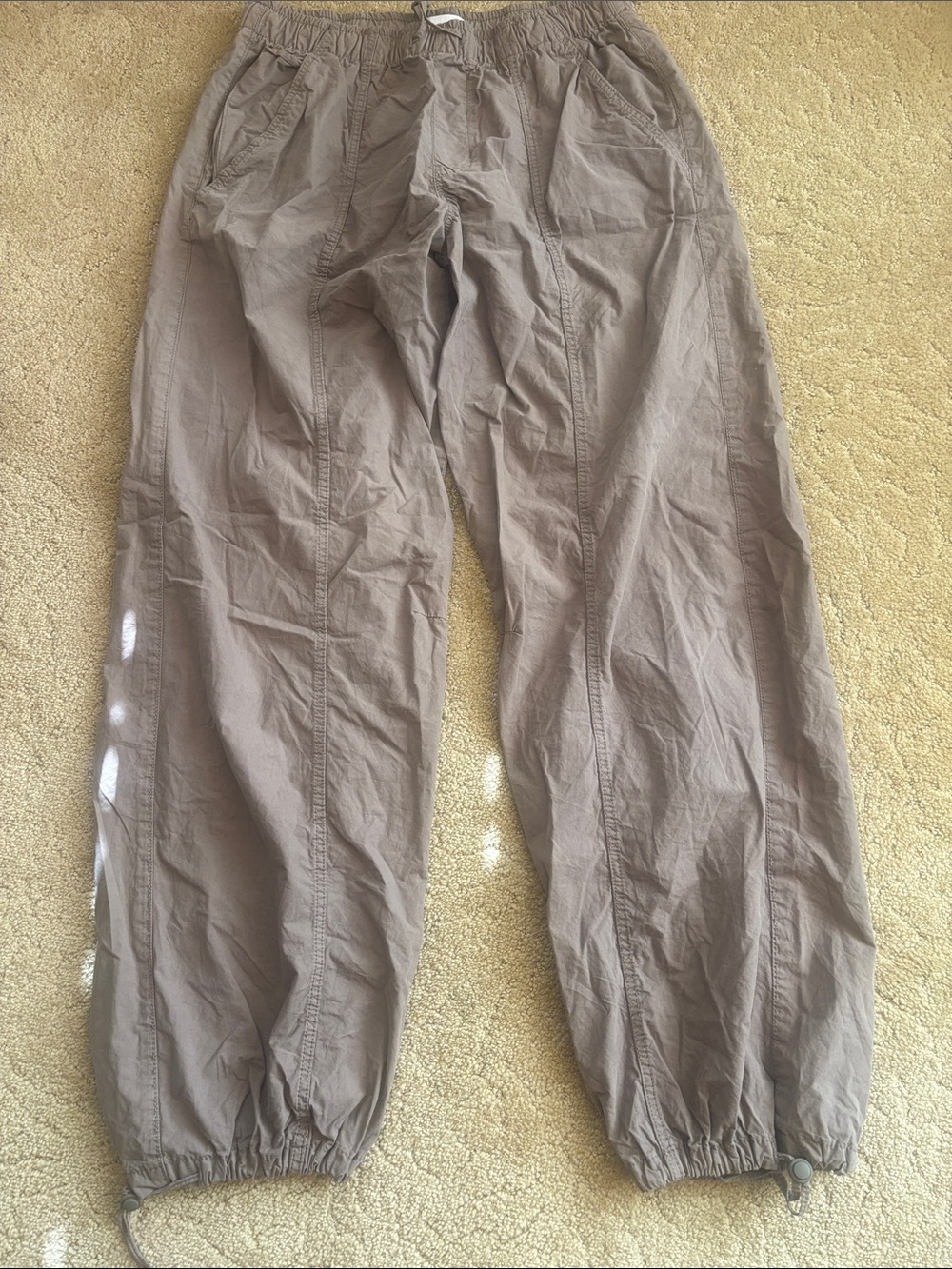 Zara Men's Drawstring Hem Cargo Joggers - Taupe
